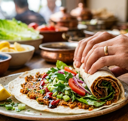 Etsiz Çiğköfte Dürüm Sunum